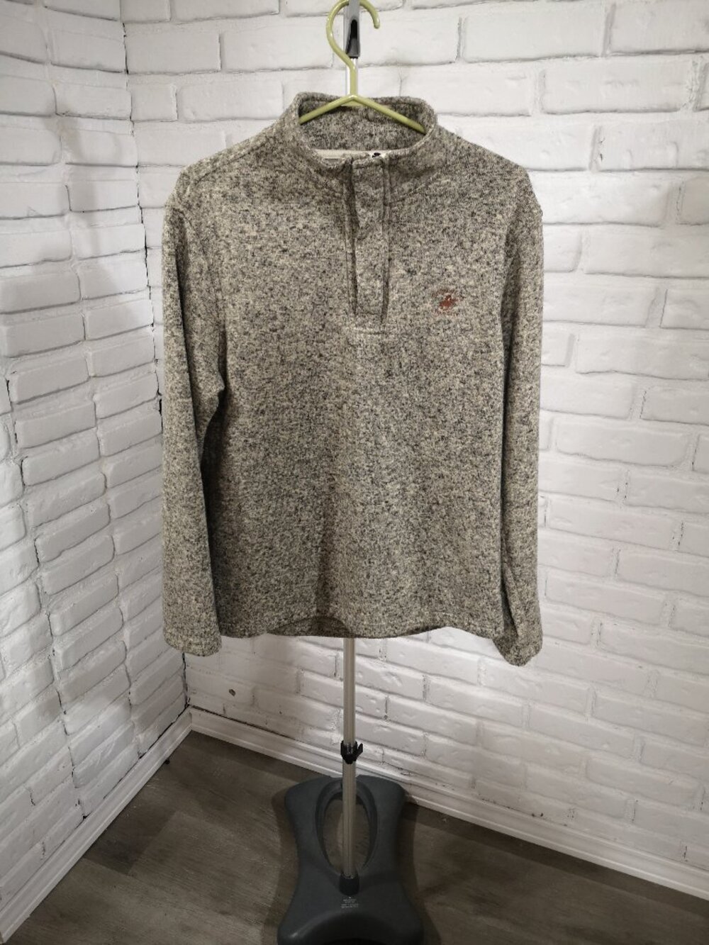 Beverly Hills Polo Club Men's Size Small Lt. & Dk. Grey 1/4 Zip w/ Snap Sweater